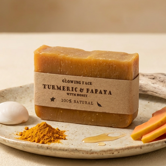 Turmeric & Papaya Natural Soap – Handmade, Cold-Processed