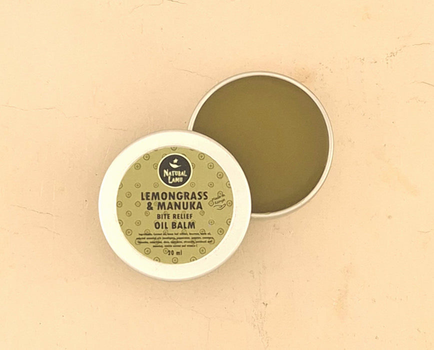 Lemongrass & Manuka – BITE RELIEF - Oil Balm (20ml) - Part of the collection_name collection, available at Natural Lamu