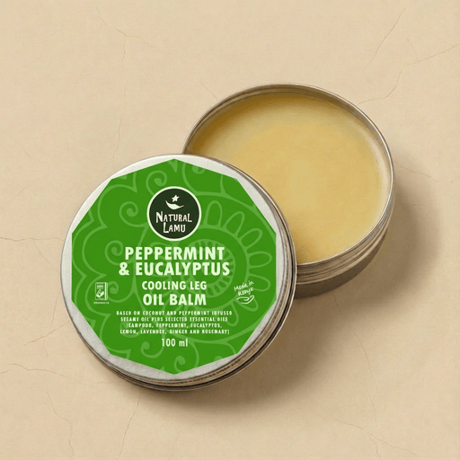 Peppermint & Eucalyptus – COOLING LEG - Oil Balm - Part of the collection_name collection, available at Natural Lamu